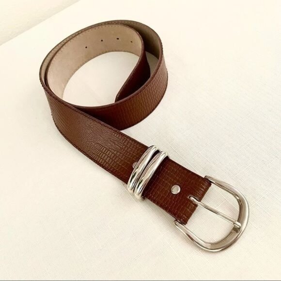 Vintage Snakeskin Embossed Faux Leather Wide Belt Womens Sz 11/12 by SOTA - Picture 1 of 6